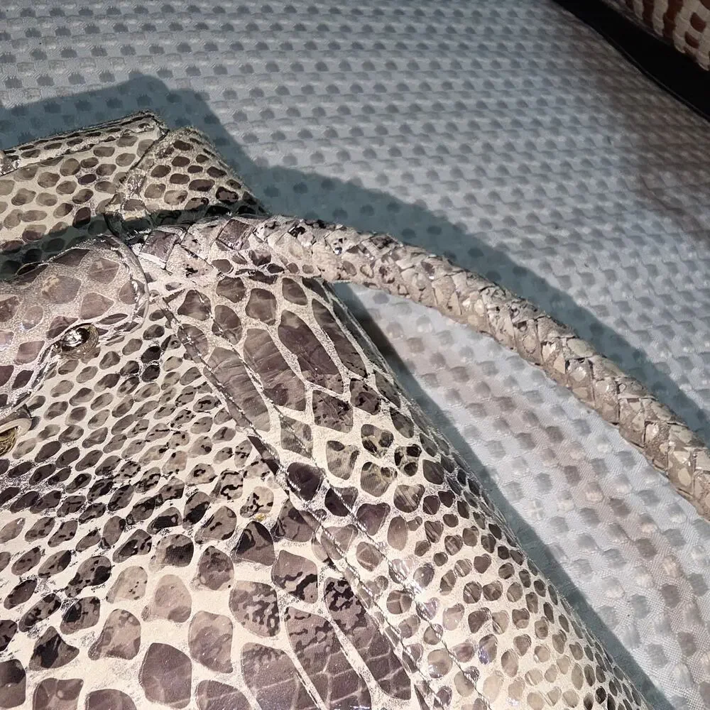 ELLIOT LUCCA SNAKESKIN EMBOSSED LEATHER SHOULDER BAG